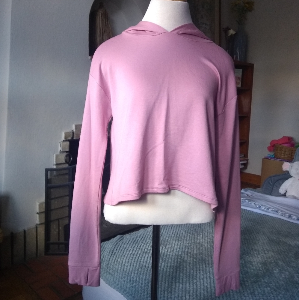 Dusty Rose Loose fitting Midriff thumb hole Hoodie S